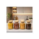 mafa home 12'li Ahşap Vakum Kapaklı Cam Bakliyat Saklama Kavanozu Seti 800 Ml Etiket Hediyeli
