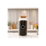 mafa home Ahşap Vakum Kapaklı Cam Saklama Kavanozu 1400 ml Çay Etiketi Hediyeli