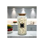 mafa home Ahşap Vakum Kapaklı Cam Saklama Kavanozu 1400 Ml Şeker Etiketi Hediyeli