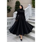 MAG FASHİON Tesettür Elbise Siyah Eteği Çan Elbise Tesettür Abiye Elbise Tesettür Mezuniyet Elbisesi