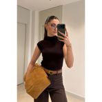 MAGARDE PREMİUM DİK YAKA BLUZ- KAHVERENGİ