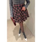 Magarde Premium Ekose Mini Etek- Antrasit - L