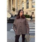 Magarde Yarasa Kol Kürk Detay Panço- Kahverengi - Standart