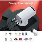 MagazaShop PRO 4K Destekli Taşınabilir Ev Sinema Akıllı Projeksiyon Cihazı - Beyaz