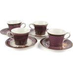Magenta 4'lü Kahve Fincan Set Sofra Mutfak Servis Dekoratif Hediyelik Elde Yıkanır Gold Yaldız