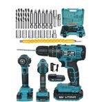 Mager 58 Watt Darbeli Çift Akülü 24 Parça Çantalı Şarjlı Vidalama Blue Matkap