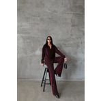 MAGGAZA Bordo Simli Gömlek Pantolon Takım