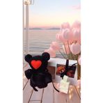 Magic Cat Sevgili Aşk 8 Mart Ayıcık Kalpli Siyah Havlu 30'30 Parfüm Mum Hediye Kutu Love Yazi Ile Çikolata