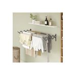 Magic Dryer Çamaşır Kurutma Askılığı Katlanır Duvara Monte Balkon Banyo Askılık Duvar Tipi Yer Tasarruflu Çamaşırlık 70 cm Akordiyon Antrasit