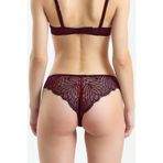 Magic Form 686 Kadın Slip Külotu, Arkası Dantelli Taşlı, Bordo, L Beden