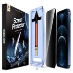 MAGIC JOHN iPhone 12/12 Pro 6.1 inç Gizlilik Camı Ekran Koruyucu, Otomatik Toz Giderme Kurulumu, Kabarcıksız, Kolay Kurulum için 2 Paket