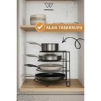 Magic Objects Dolap İçi Düzenleyici Tava Rafı | Siyah Metal Mutfak Tencere Standı Organizer