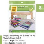 Magic Saver Bag 8'li Evinde Yer Aç Vakumlu Poşet Seti 1