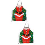 MAGICLULU 2 Adet Polyester Noel Önlüğü Şef Çalışma Önlüğü Unisex 3d Baskılı Noel Tasarımı Yıkanabilir Ev Restoran Için