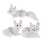 MAGICLULU 3 Adet Küçük Tilki Süsü Moss Peyzaj Teraryum Heykelcik Terrarium Crafts Aksesuarları Moss Peyzaj Hayvan Dekoru Mini Tilki Heykelcik Moss Peyzaj Teraryum Dekorasyonu Beyaz Reçine