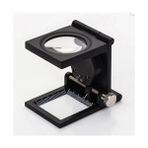 Magicool 28X28 mm Katlanır Sayaçlı Metal Lüp, 2 LED Işıklı Büyüteç Tekstil TH9005A - Çok Renkli - Standart - Düz