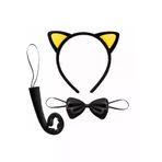 magicool ıtedarık.1uluSM0010K-F032-S1tdrk.1 Sarı Kulaklı Kedi Kostüm Seti – Taç Papyon Kuyruk 3 Parça