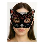 magicool tahtajaleulora12424245099611 Kadife Dokulu Simli Kedi Maskesi Kırmızı Gümüş Detaylı