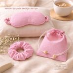 Magicpink Velvet Night Pink Star Mini Night Set (Uyku Gözlüğü, Toka ve Kese) - PinkStardust (%100 Pamuklu)
