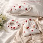 Magicpink Velvet Night SweetHeart Mini Night Set (Uyku Gözlüğü , Toka ve Kese) - SweetHearts (%100 Pamuklu)