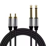 Magicvoice Ld398 5 Metre Çift Rca - Çift 6.35Mm Mono Jak Stereo Mixer Ses Kablosu