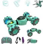 Magicway Bilekten Kontrol El Sensörlü ve Uzaktan Kumandalı LED Işıklı 4x4 Çift Kumandalı Drift Atan Yan Yan Giden 360 Derece Dönebilen Akrobat Araba - Yeşil
