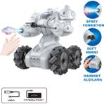 Magicway El Hareketi Algılamalı Sarjlı Işıklı Roket ve Buhar Atan Soft Mermi Atan Stunt Robot Araba - Beyaz