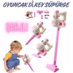 Magicway Şarjlı Sesli Vakumlu Çekme Özellikli Sarjlı Dikey Oyuncak Süpürge 3 Başlık Aksesuarlı Temizlik Seti - Pembe