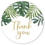 MAGJUCHE Greenery Thank You Favor Çıkartmaları, 5 cm Altın Parıltılı Yeşil Yapraklar Bebek Duşu, Düğün, Gelin Duş Parti Etiketleri, Dekorasyonlar, 40'lı Paket