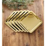 Maglor 6 Adet Lüx Kare Gold Paslanmaz Çelik 21 cm Kahve, Çay, Servis Tepsisi - Altın