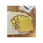 Maglor Lüx 6'lı Kare Gold Zamak Kelebek Aksesuarlı 22x22cm Paslanmaz Çelik Kahve Sunum Tepsisi