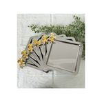 Maglor Lüx 6'lı Kare Gümüş Zamak Kelebek Aksesuarlı 22x22cm Paslanmaz Çelik Kahve Sunum Tepsisi