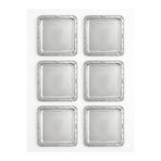 Maglor Lüx 6'lı Kenar Kabartmalı Komple Çelik Kare Gümüş Renk 22x22 cm Kahve Sunum Tepsisi
