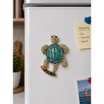 Magnet Kaplumbağa Buzdolabı Süsü 8x6 CM – Taş İşlemeli Dekoratif Türkiye Hediyelik Magnet