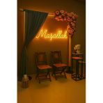 Magnetfoto Maşallah Yazılı Neon Led Tabela Amber Rengi 50 Cm