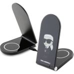 Magnetik Kablosuz Şarj Aleti 15W Karl Lagerfeld Orjinal Lisanslı Katlanabilir Karl Logolu Siyah