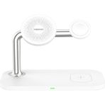 Magnetik Kablosuz Şarj Standı Recci Rcw-20 Prestige Serisi 3in1 Magsafe 15W Hızlı Şarj Özellik Beyaz