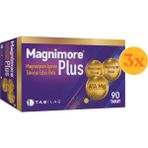 Magnimore Plus Magnezyum N-Asetil Taurinat Bisglisinat Malat 90 Tablet - 3 Adet (Toplam 270 Tablet) - Dezenfektan Hediyeli (%72 Alkol)