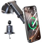 MagSafe Araç Montajı için 15 W Kablosuz Şarj Cihazı, Manyetik Şarj Paneli Ön Cam Havalandırma Montajı, En Güçlü Emiş, Arabanız için Evrensel Telefon Tutucuları, iPhone, Erkekler ve Kadınlar için En