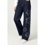 Magu Kız Çocuk Pamuklu Lacivert Yıldız Aplikeli Denim Pantolon - Straight - 11 - 12 Yaş