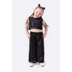 Magu Kız Çocuk Siyah Payetli Crop Pantolon Takım - 4 - 5 Yaş