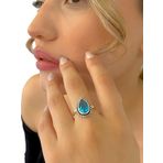 MaGümüş 925 Ayar Damla Aquamarine Otantik Gümüş Yüzük
