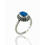 MaGümüş 925 Ayar Gümüş Otantik Doğal Minik Oval Opal Taş Yüzük