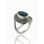 MaGümüş 925 Ayar Gümüş Oval Safir Otantik Kadın Yüzük