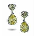 MaGümüş 925 Gümüş Vip İtalyan Damla Sarı Topaz Üst Kalite Küpe