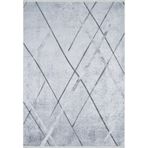 Mahabad Gri Çizgili Modern Geometrik Etnik Desenli Boho Makinada Yıkanabilir Hafif Hav Toz Vermez Leke Tutmaz Kaymaz Taban Dijital Makine Baskı Halı Oturma Odası Salon Yolluk Koridor Mutfak Halısı
