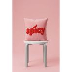 Maharat Spicy Desenli Tasarım Punch Kırlent Kılıfı Yastık Kılıfı - 43 x 43 cm - Pembe - Kırmızı