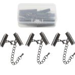 MAHAVIMOKSA 1 kutu şerit uç kelepçe kıvrımları ıstakoz toka ve uzatma zinciri ile konteyner DIY zanaat takı yapımı için (silah metal, 30mm)