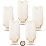Mahfel 5'li Atlet Kolsuz %100 Pamuk Premium Seri Çıtçıtlı Bebek Body Zıbın 01 - 6 - 9 Ay - Ekru