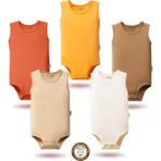 Mahfel 5'li Atlet Kolsuz %100 Pamuk Premium Seri Çıtçıtlı Bebek Body Zıbın 08 - 3 Yaş - Kahverengi